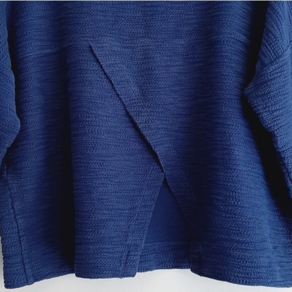 LOLE Mabley Boxy Sweatshirt Split Back Crewneck Textured Top Navy Blue Sz M - Picture 11 of 13